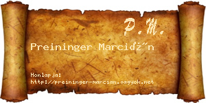 Preininger Marcián névjegykártya